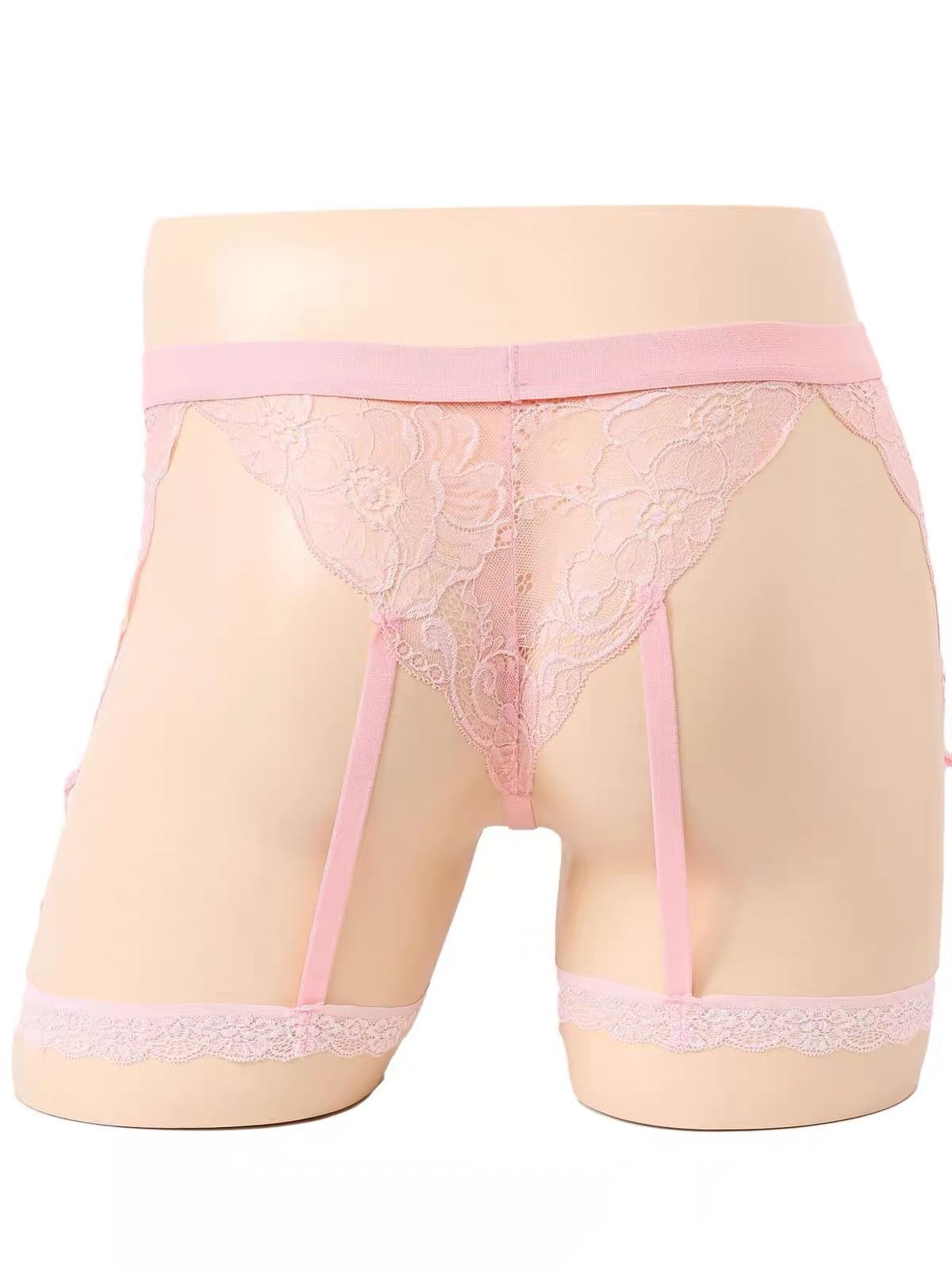 Men's Lace Underwear Sheer Pouch Garter Panties Crossdressing Sexy Gay Lingerie Sissy Underpants
