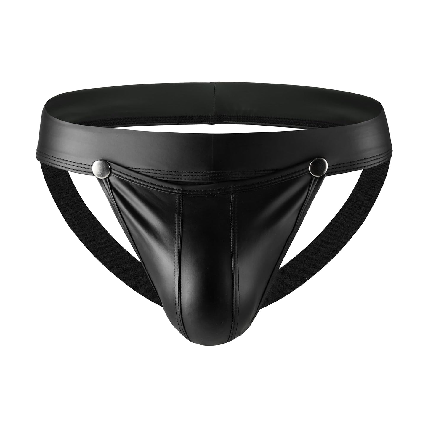 Mens Faux Leather G-String Thongs Jockstrap Athletic Supporter Sexy Low Rise Underwear for Men Clubwear