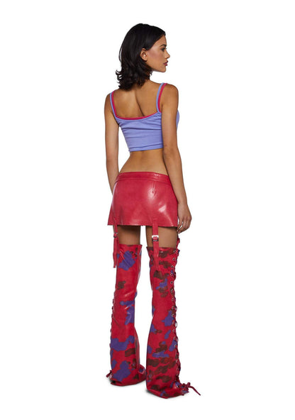 Dolls Kill Suki Fast N’ Furious Halloween Costume - Cosplay Chaps and Crop Outfit by Trickz N' Treatz - Pink, Large