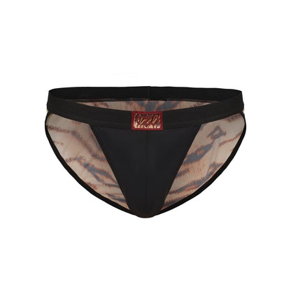 BSZN Men's Sexy Briefs, Tiger Print Wild Sexy Men Underwear, Mid Rise High Cut Tight Fit Matte Moisture Wicking Sexy Lingerie from P-Wild Roar Collection