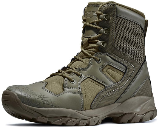 CQR Men's Military Tactical Boots, Lightweight 6 Inches Hiking Combat Boot Durable Breathable Outdoor Work Motorcycle Footwear, Patrol 6 With Zipper Soil Green, 11