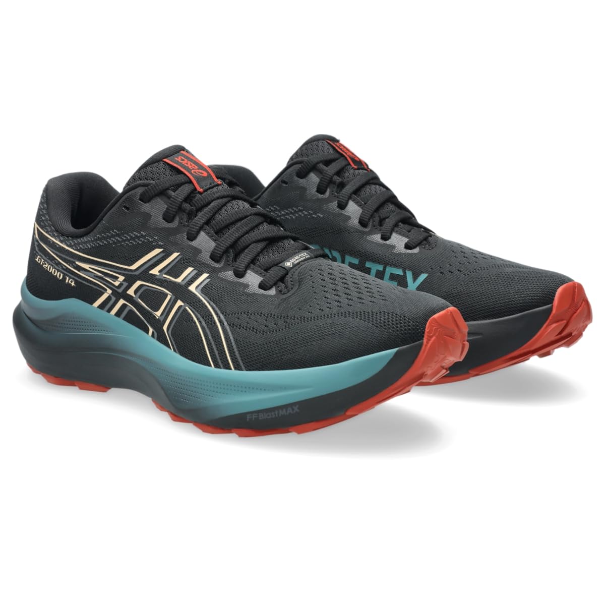 ASICS Men's GT-2000 14 Running Shoes, 7.5, Black/Apricot Crush