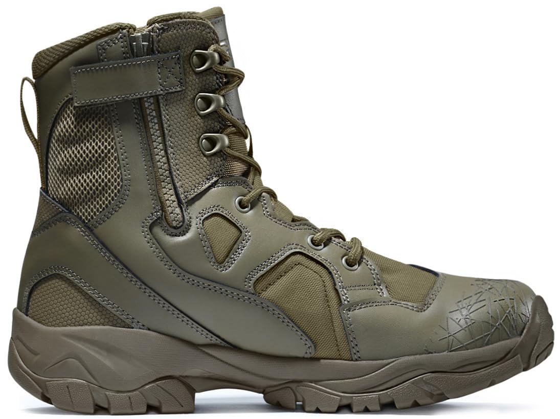CQR Men's Military Tactical Boots, Lightweight 6 Inches Hiking Combat Boot Durable Breathable Outdoor Work Motorcycle Footwear, Patrol 6 With Zipper Soil Green, 11