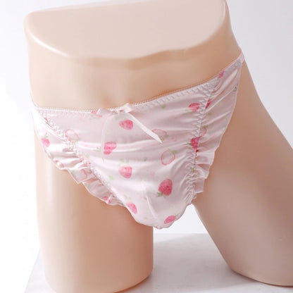Sissy Pouch Panties Men's - Cute Pink Satin Lace Briefs Bikini Sexy Pouch G-String Thongs Underwear for Men (Tie-side,Medium)