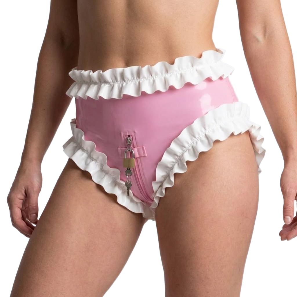 Adult Pink PVC Lining Sissy Role Play Makeup Ball Maid Crossdressing Gothic