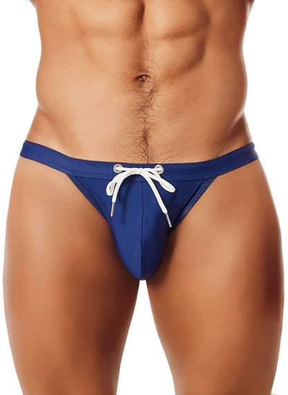 Men Bikini Swimwear Sexy Low Rise Swimsuits Navy XL