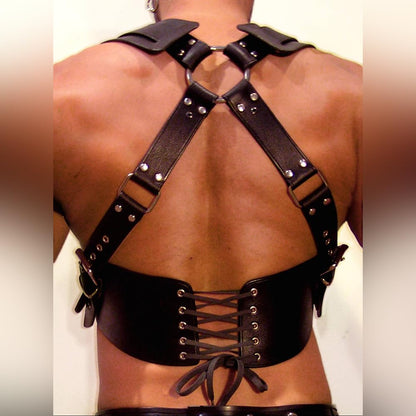 Men's Body Chest Harness Belt Strap Adjustable PU Leather Punk Muscle Show Fashion Halloween Costumes Sexy Body Harness for Cosplay Party Nightclub Clubwear Belt Muscles