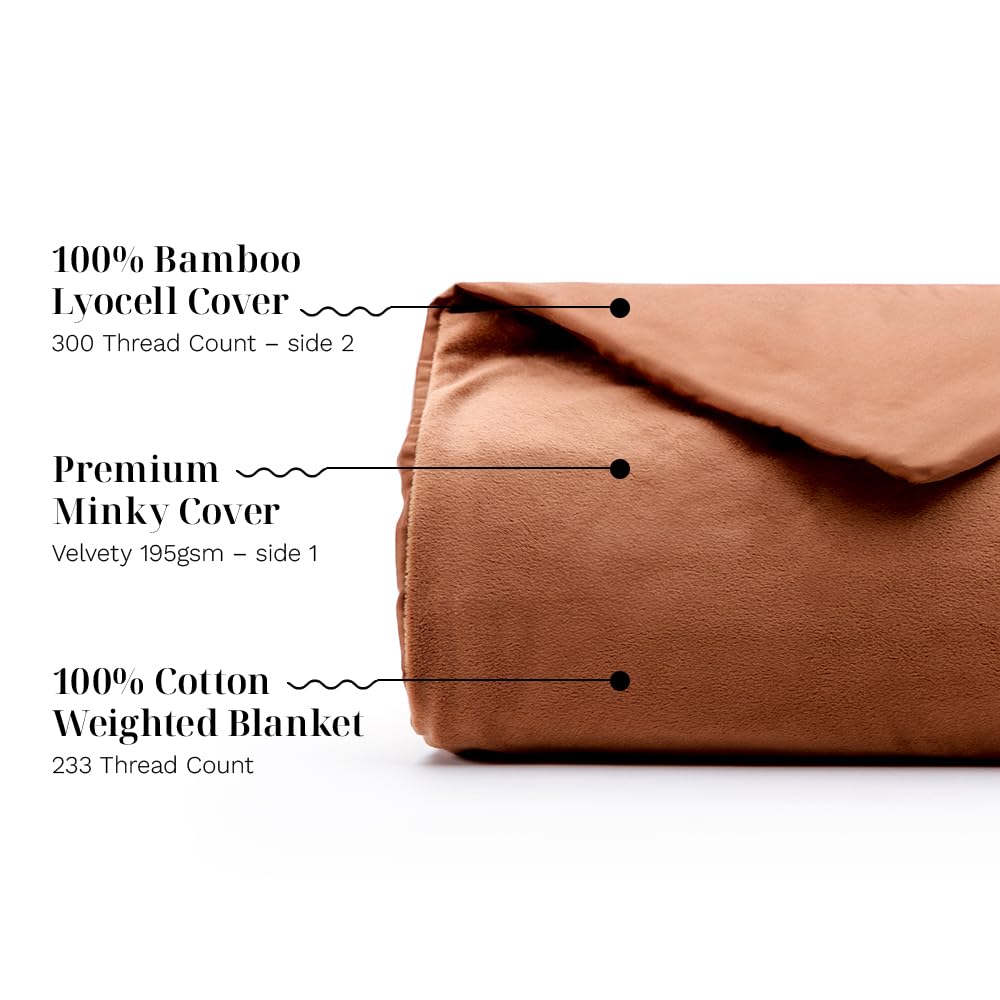 LUXOME Luxury Weighted Blanket for Adults | Includes Cover | 25 lbs | 90"x80" | King Size | Clay