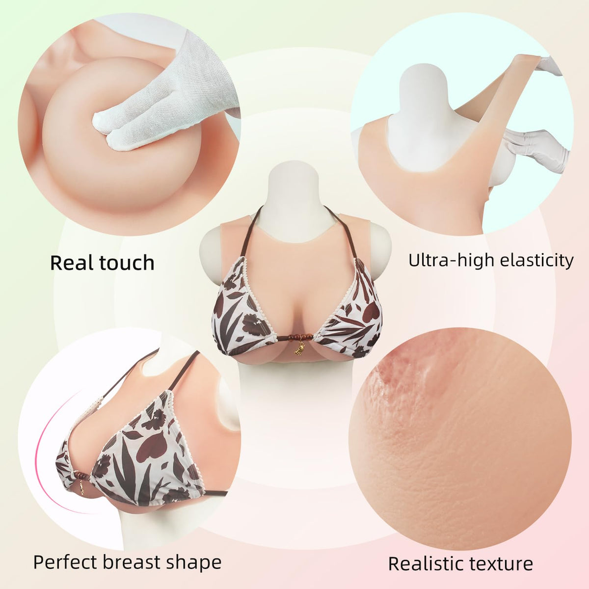 Fake boobs Silicone Breastplate Fake breasts Silicone breasts forms Breast plates (Nude, B cup silicone filler)