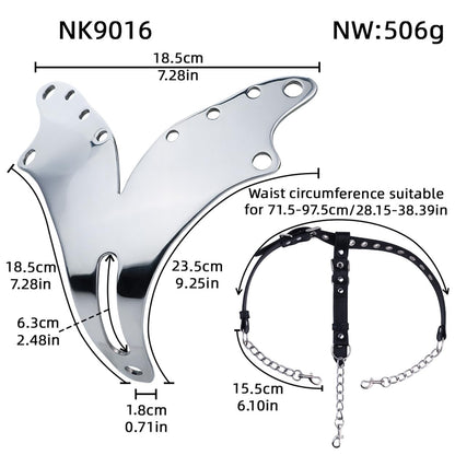 Stainless Steel Chastity Belt for Women to wear Outside Bondage Chastity Device Metal Briefs Harness for Couples Sex Toys (Black-NK9016)