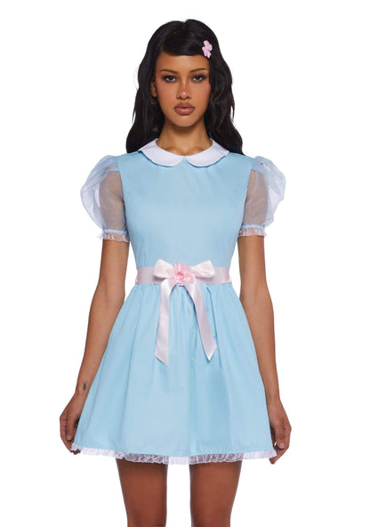 Dolls Kill Baby Doll Dress Outfit for Women- Scary Shining Twins Inspired Costume by Trickz N' Treatz - X-Small