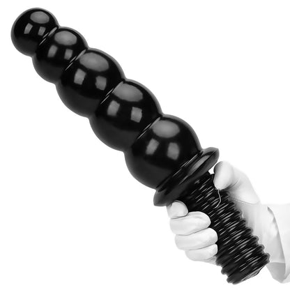 Anal Bead Dildo Butt Plug - 10.6 Inch Anal Dildo with 5 Gradual Large Beads, Thick Huge Anal Plug with Handle, Soft Flexible Double Ended Dildo Sex Toy for Men Women