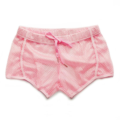 FIROTTII Mens Mesh Sexy Boxers Shorts See Through Shorts for Men (Pink M)