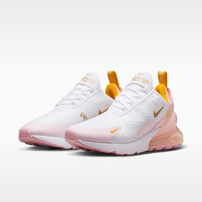 Nike Air Max 270 Women's Shoes (White/University Gold/Pink Foam/Metallic Gold) Size 7.5
