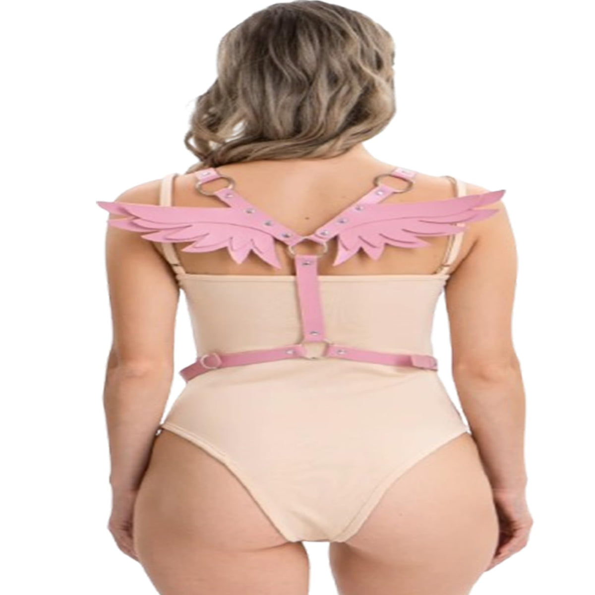 Women Gothic Angel Wing Harness Adjustable Faux Leather Back Chest Straps