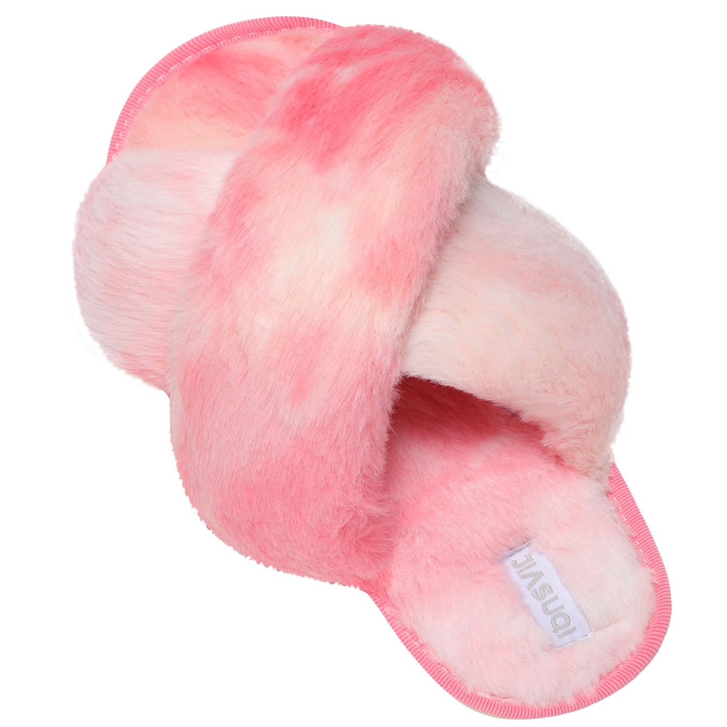 Women Fuzzy Slippers Fur Slides House Slipper for Women Red 8-9