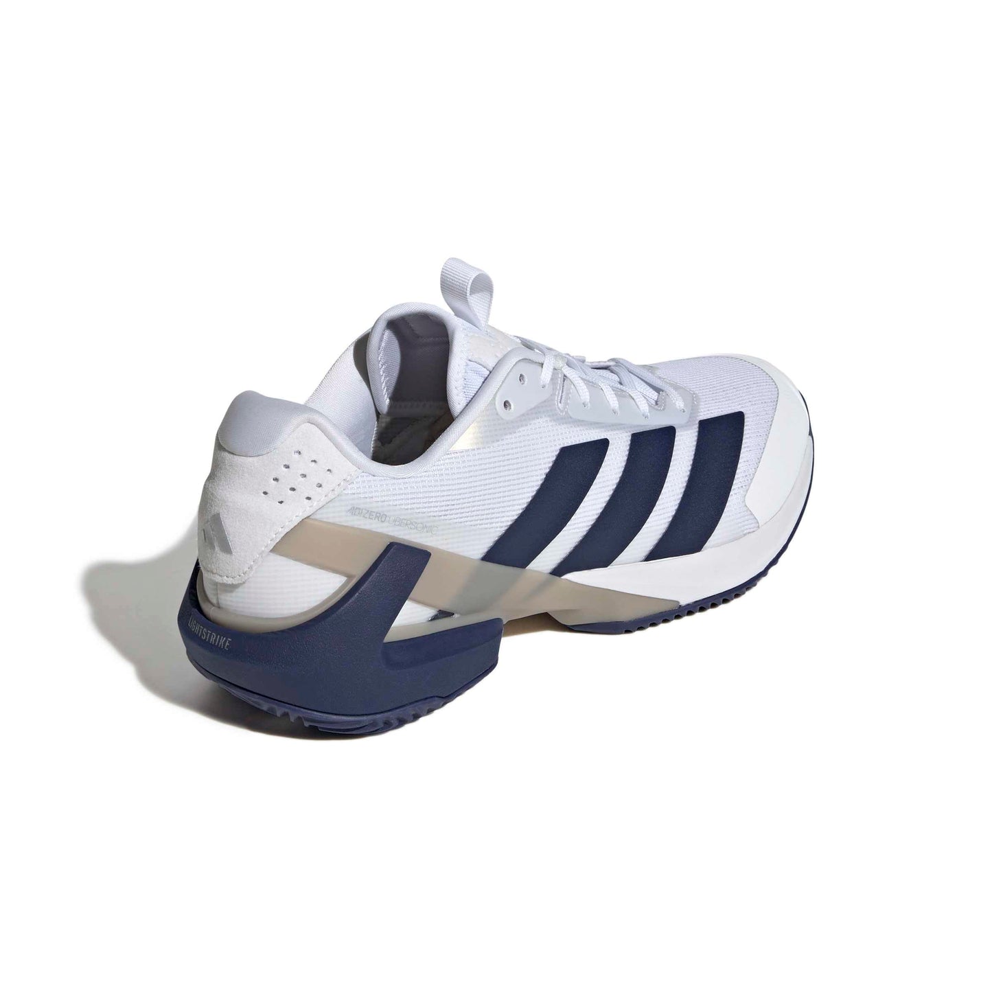adidas Men's Adizero Ubersonic 5 Clay Tennis, White/Dark Blue/Silver Metallic, 11
