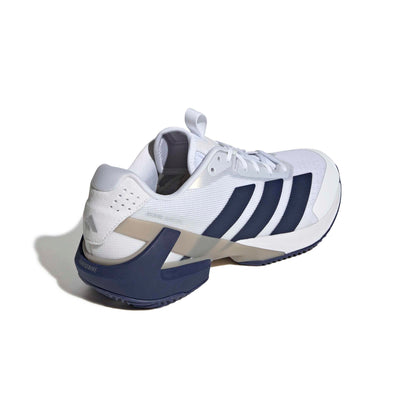adidas Men's Adizero Ubersonic 5 Clay Tennis, White/Dark Blue/Silver Metallic, 11