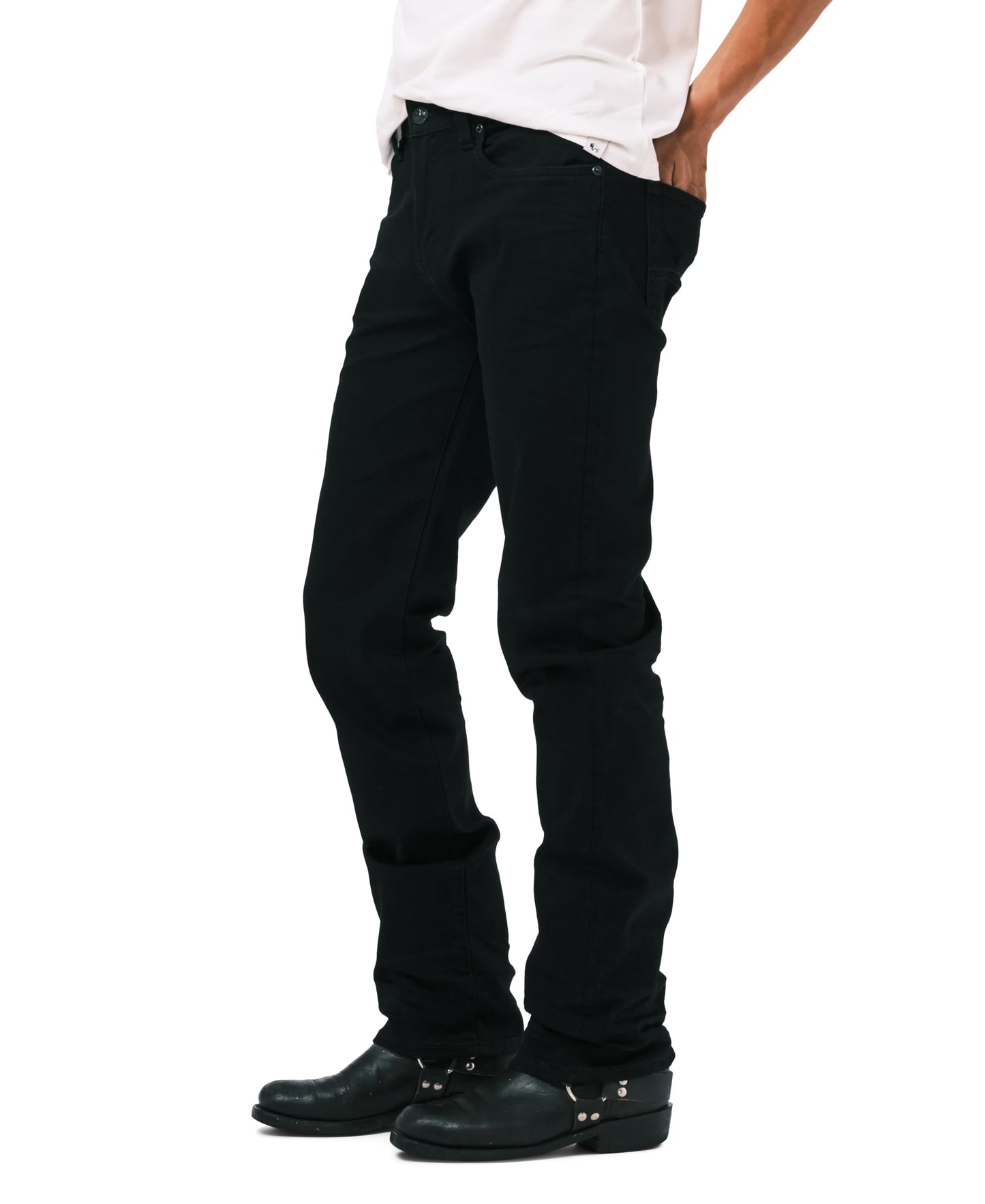 Buffalo David Bitton Men's Straight Six Jeans, Crinkled and Dark Black, 32x30