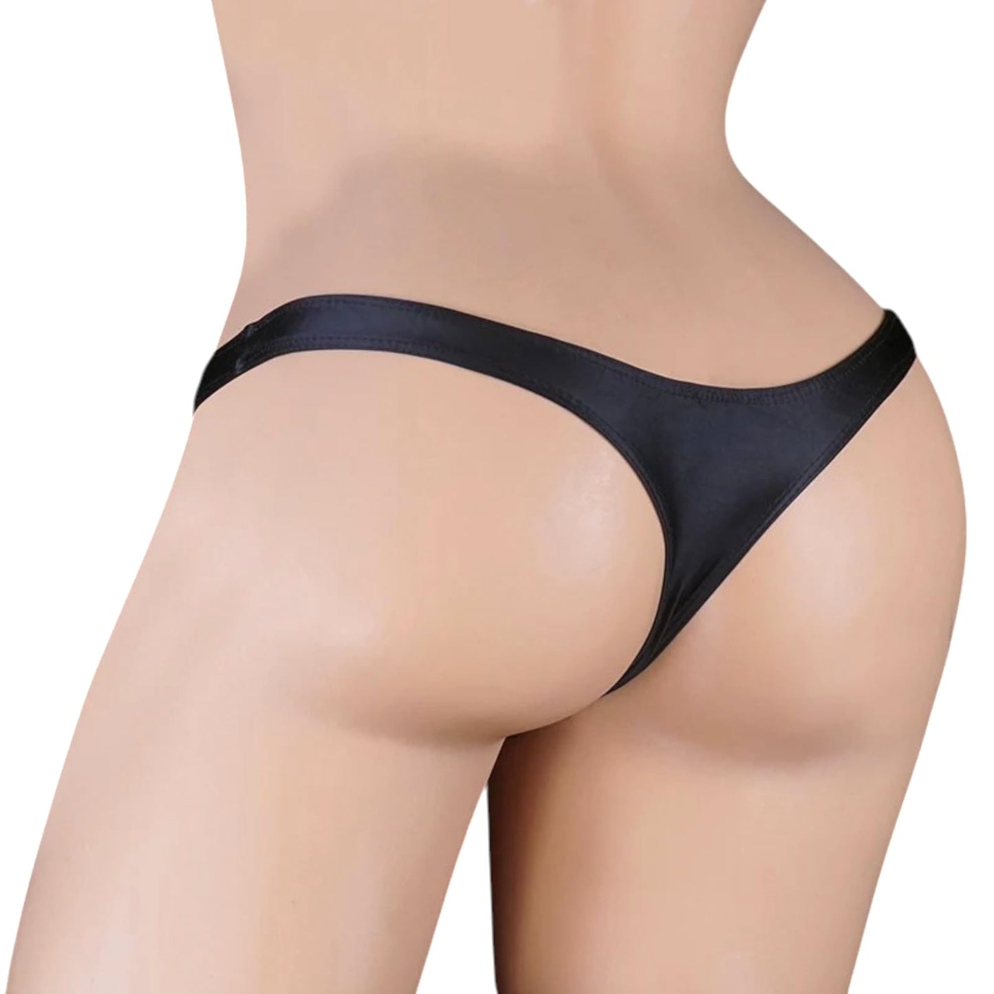 Men's Sissy Glossy Thong Panties, Femboy Panty Underwear Lingerie for Cross-dressers (US, Alpha, Large, X-Large, Regular, Regular, Black)