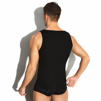 BSZN Men's Sexy Tank Top, Black 3D X-Ray Muscle Print Ribbed Cotton High Stretch Slim Fit Bodybuilding Athletic Sexy Undershirt