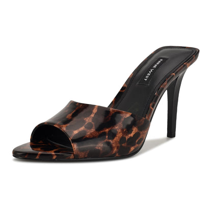 Nine West Women's Hather Heeled Sandal, Leopard Patent 200, 7
