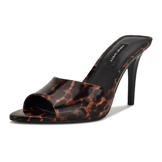 Nine West Women's Hather Heeled Sandal, Leopard Patent 200, 7