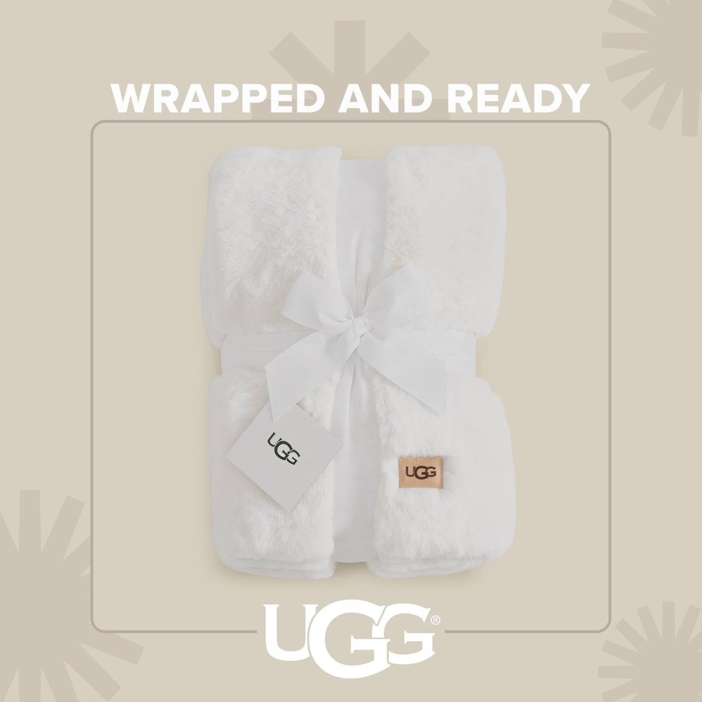 UGG Euphoria Faux Fur Throw Blanket, Warm Fluffy for Couch or Bed, Luxury Bedroom Decor, Blankets, Machine Washable, 50-inch x 70-inch, White Snow