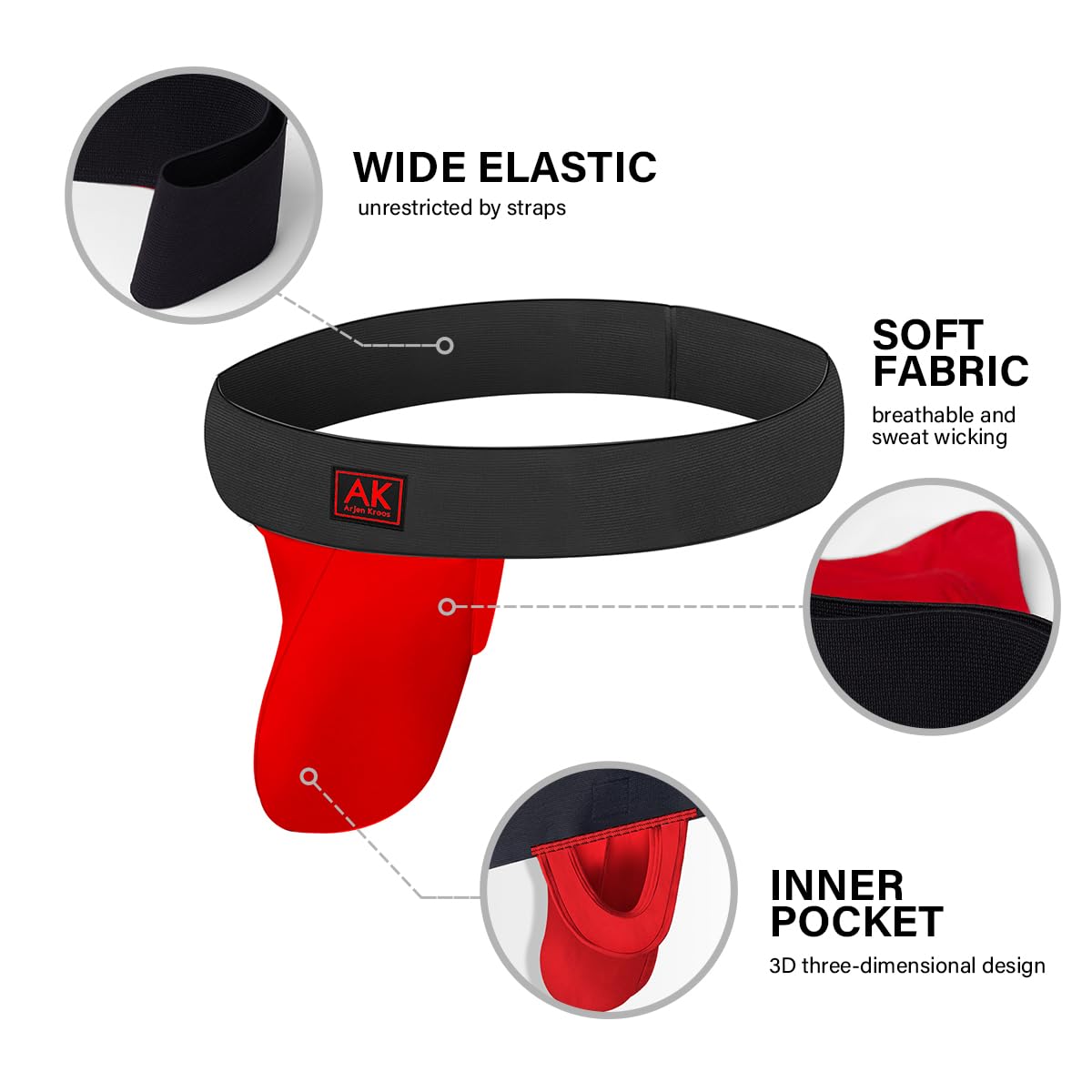 Arjen Kroos Jock Strap-Free Back for Men Thong Dual Pouch Underwear Jockstraps Modal Athletic Supporter,RED,Large