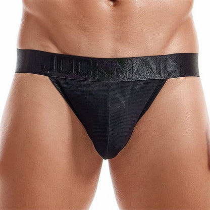 JOCKMAIL Mens Jockstrap Underwear Jock Straps Male Athletic Supporters for Men Black