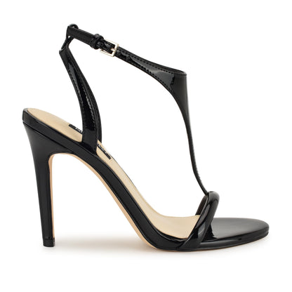 Nine West Women's Mandey Heeled Sandal, Black Patent 001, 5