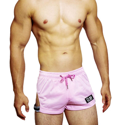 Men's Athletic Booty Short Shorts Running Gym Workout Training Bottom(M,Pink)