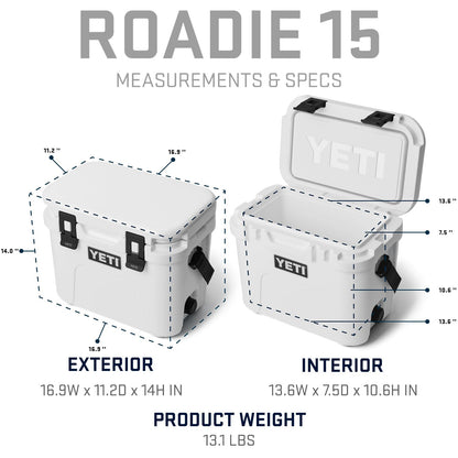 YETI Roadie 15 Hard Cooler with DoubleDuty Shoulder Strap, Big Sky Blue