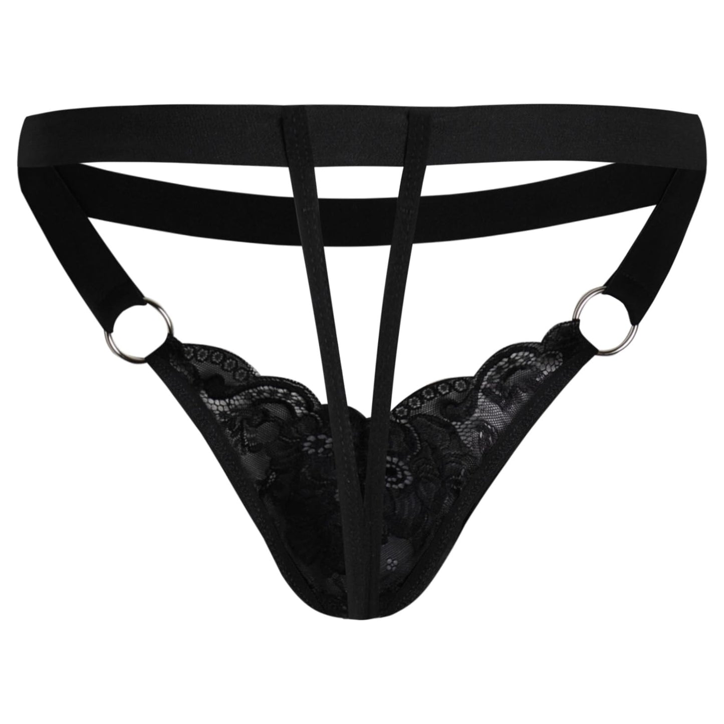 GNFVQLLE Mens Lingerie Sissy Jockstrap Femboy Panties Sexy Thong Lace Underwear Girly Crossdresser Apparel Black