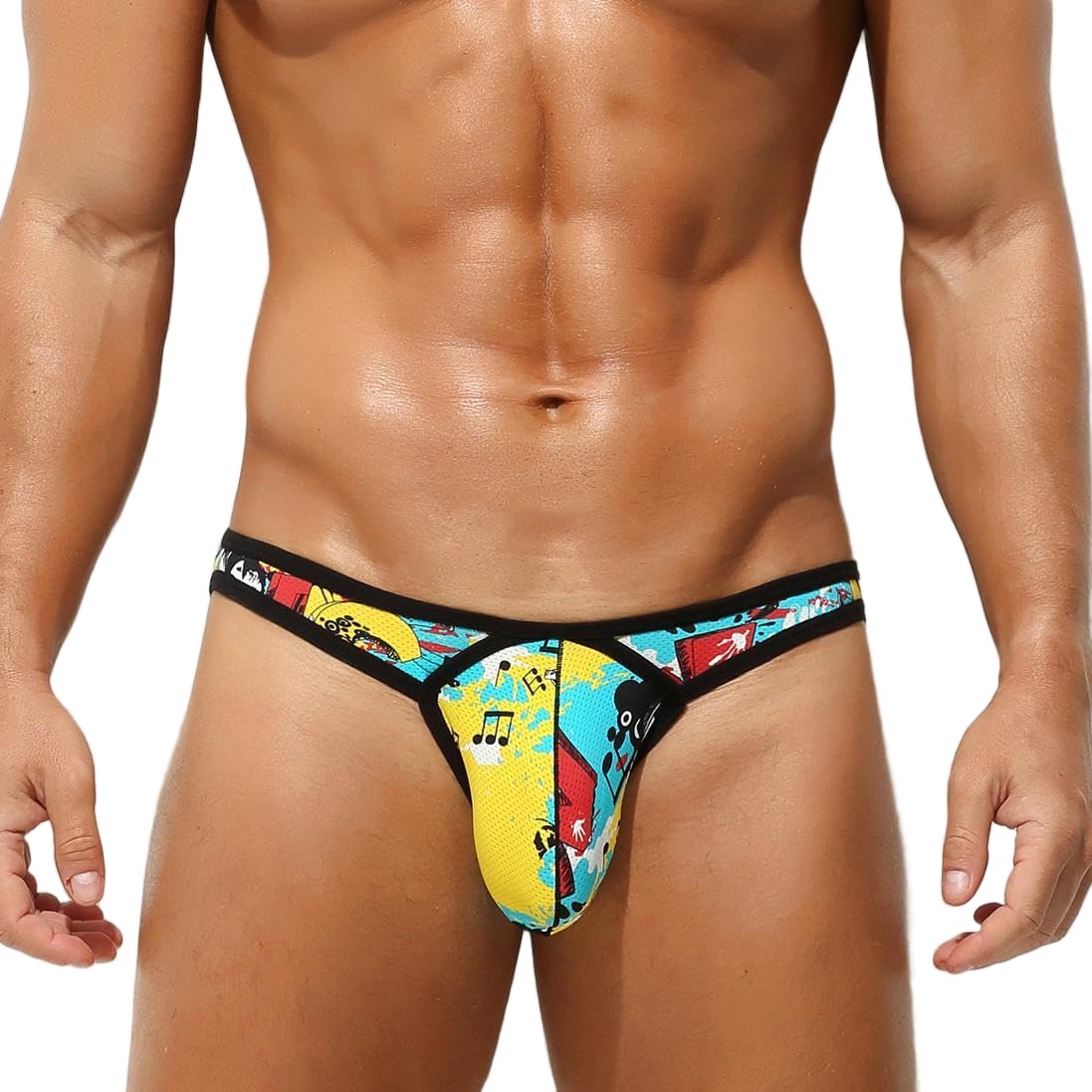 Men’s Thong Sexy Underwear Ice Silk Thong Athletic Supporter for Man, 1961DK-YY-1Pack, Small