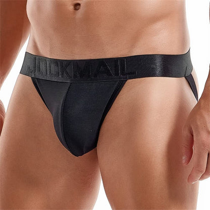 JOCKMAIL Mens Jockstrap Underwear Jock Straps Male Athletic Supporters for Men Black