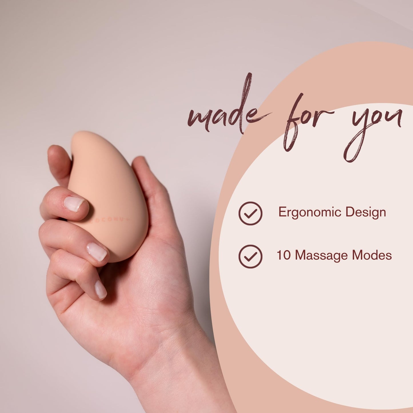 COCONU Wave Rechargeable Body Massager for Muscle Relaxation & Self Care | 10 Vibration Modes | Platinum Silicone | Waterproof | USB Rechargeable | Travel Friendly
