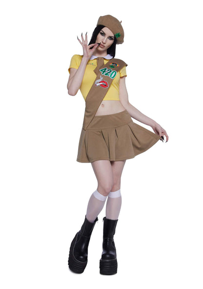 Dolls Kill Mary Jane Pot Brownie Costume - Stoner Scout Outfit by Trickz N' Treatz - X-Small