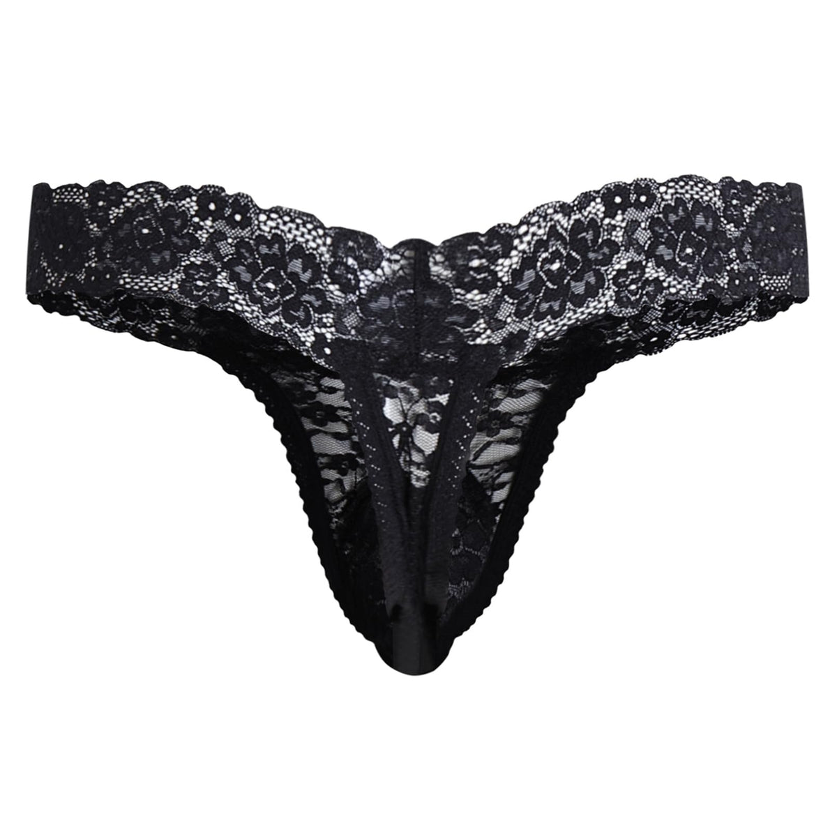 Gay Lace Frilly Sissy Panties Femboy Mens Thong Sexy Underwear Black