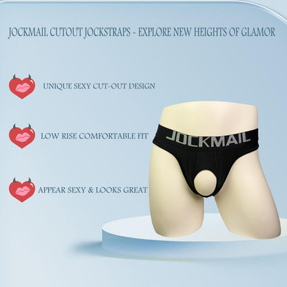 JOCKMAIL 3 Pack Cutout Jock straps for Men Comfort Men's Jockstrap Low Rise Athletic Supporter for Parties & Nightlife (US, Alpha, XX-Large, Regular, Regular, BLACK+WHITE+PINK)