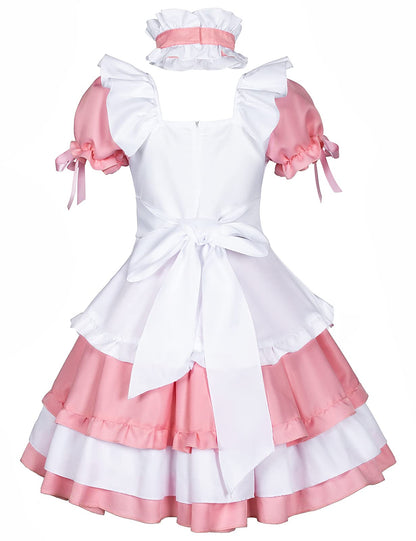 Anime French Maid Lolita Fancy Queen Princess Dress Cosplay Costume - Sissy. - Feminization （Pink XL）