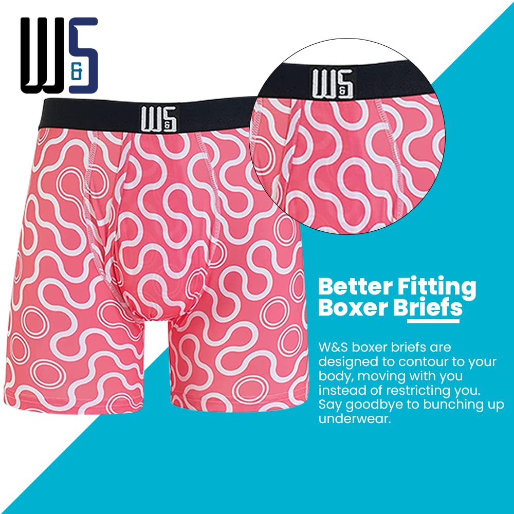 Warriors & Scholars Chafe Safe Pouch Boxer Briefs For Men Pack Of 6, Ultra Soft, Breathable Quick Dry, Moisture-Wicking, Buldge Enhancing Mens Underwear, AM95 L