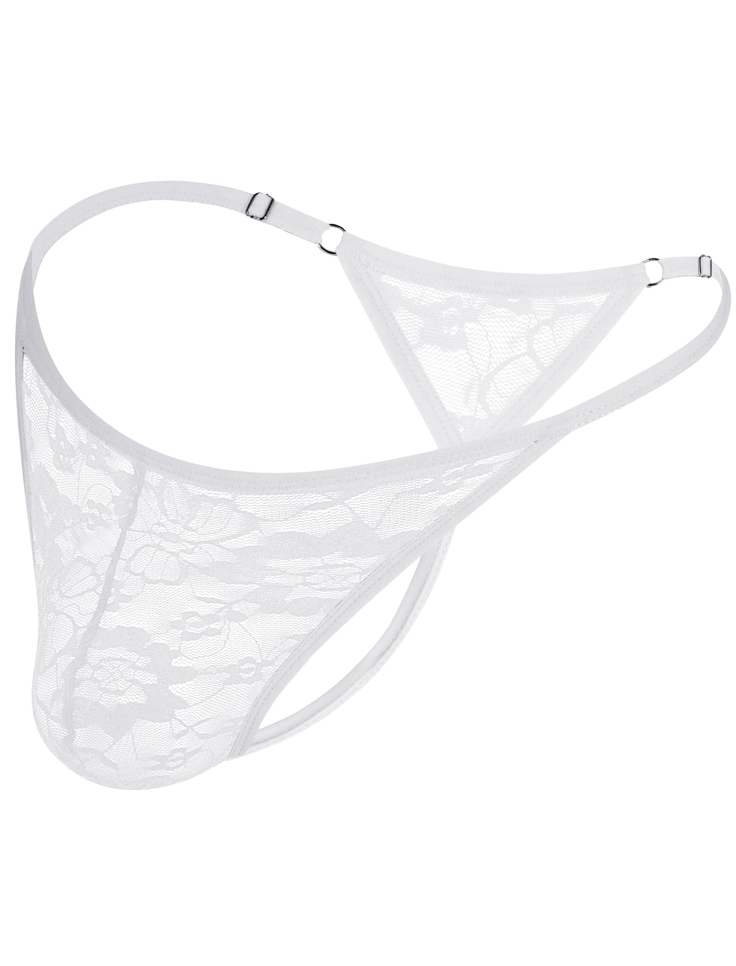 Avidlove Mens Lace Thong Sexy Low Rise T-back G-string Comfortable Men's Thong Underwear 1-4 Pack White