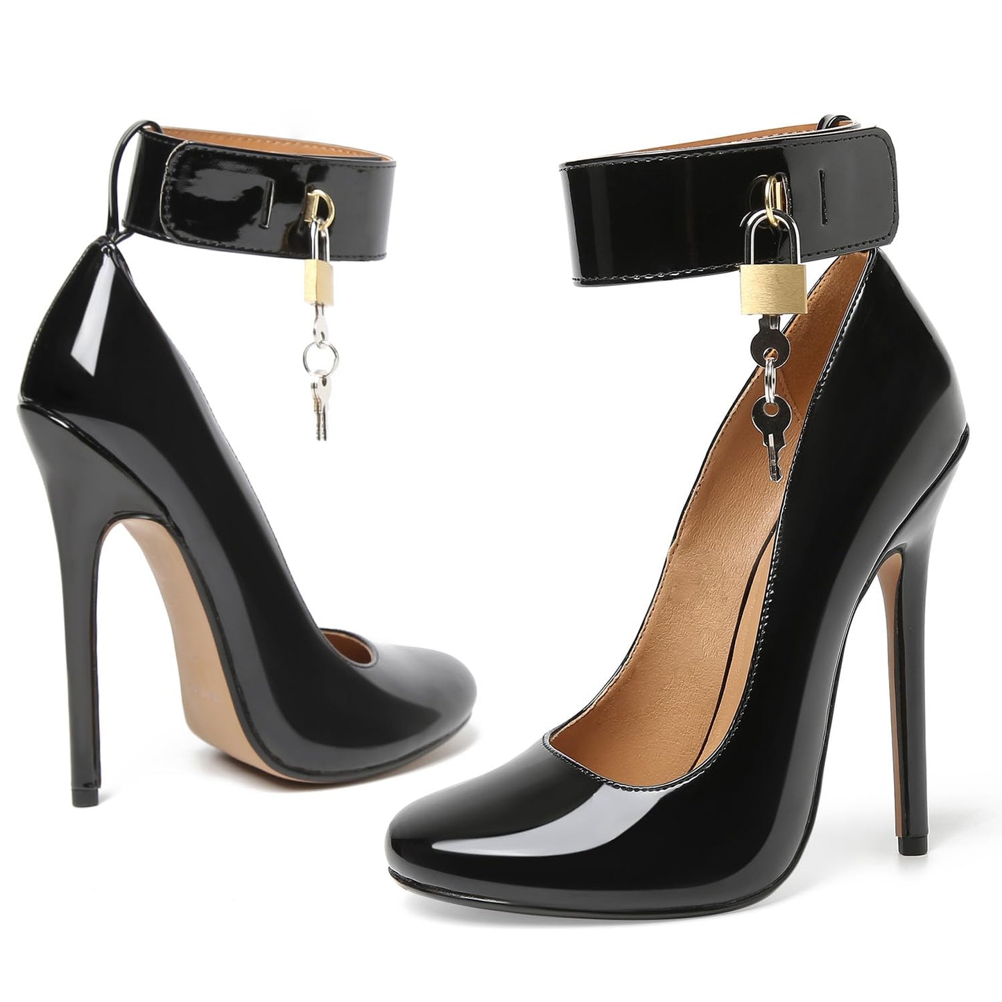Unisex Men's Women's Sexy Lockable High Heels Stiletto Pumps Dress Party Shoes（BLP14 Black 12）