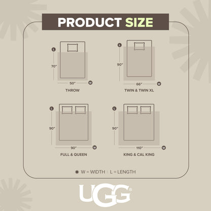 UGG Plush Cal King/King Blanket for Bed, Fleece Cozy Soft Blanket, Luxury Warm Extra Large Throw for Couch, Washable Hypoallergenic Bedding Essentials, 110" x 90", Seal Grey (Whitecap)