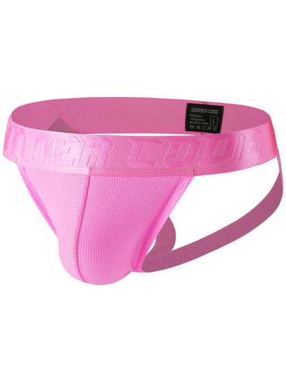 Summer Code Jock Straps for Men Soft Mesh Athletic Supporters Mens Workout Jockstrap Thong Underwear, Pink, Large