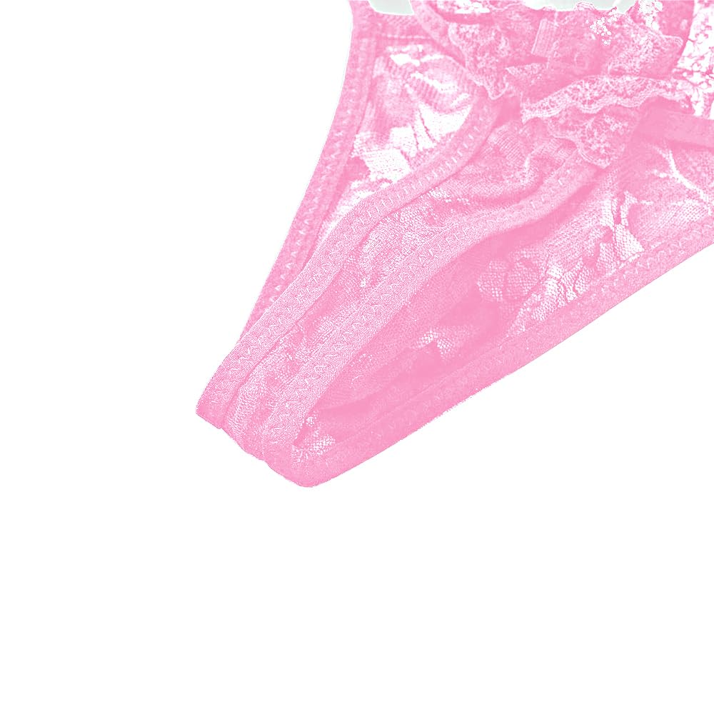 Mens Lingerie Lace Sissy Panties Femboy For Cross Dressers Feminine Underwear Girly Thong G string Male Outfit Pink