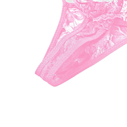 Mens Lingerie Lace Sissy Panties Femboy For Cross Dressers Feminine Underwear Girly Thong G string Male Outfit Pink