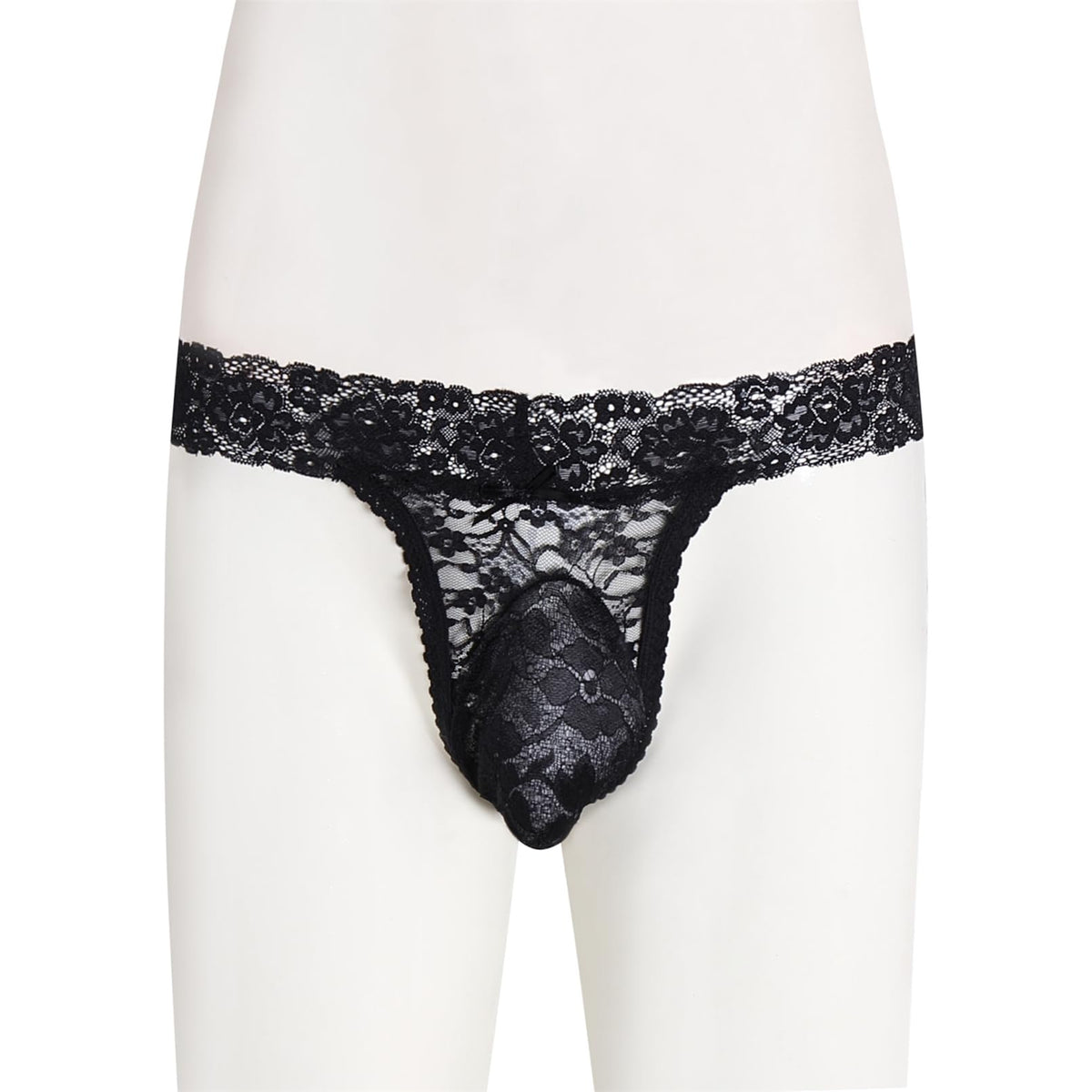 Gay Lace Frilly Sissy Panties Femboy Mens Thong Sexy Underwear Black