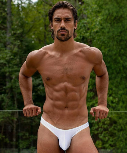 PAIZH Men's Low Rise Briefs Sexy Bikini Breathable Soft Bulge Pouch Modal Underwear White XXL